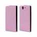Sory Xperia ZL - Genuine Leather Up Down Flip Protective Phone Cover Case - Pink